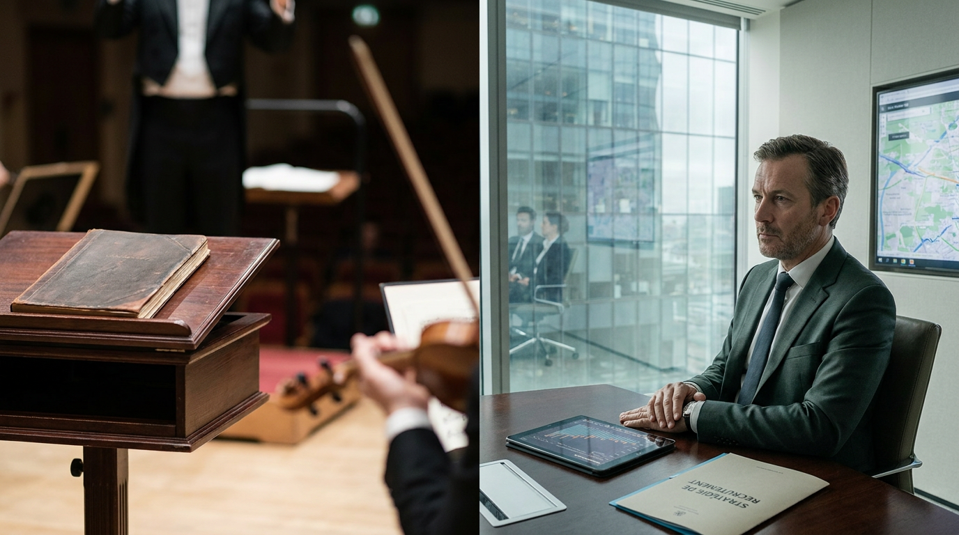 À l'image d'un chef d'orchestre confiant son premier violon à un agent artistiqu - sécurité qualifié, délégation recrutement,